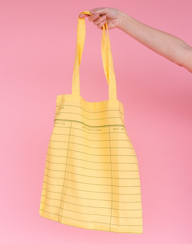 Yellow Library Card Lightweight Foldable Tote Bag, 3 of 6