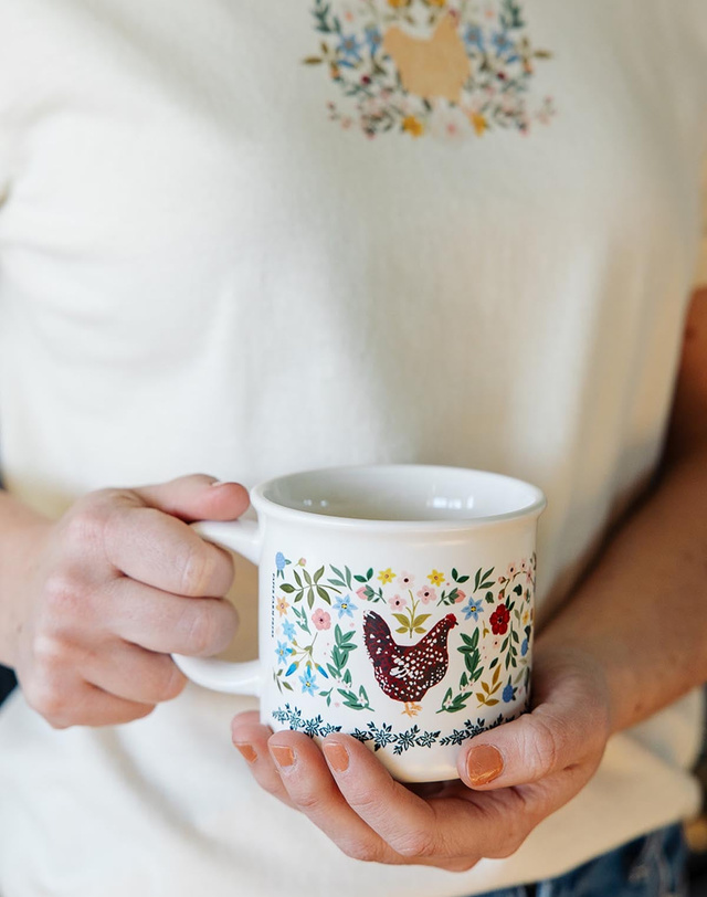 Chickens Folk Floral Mug, 1 of 5