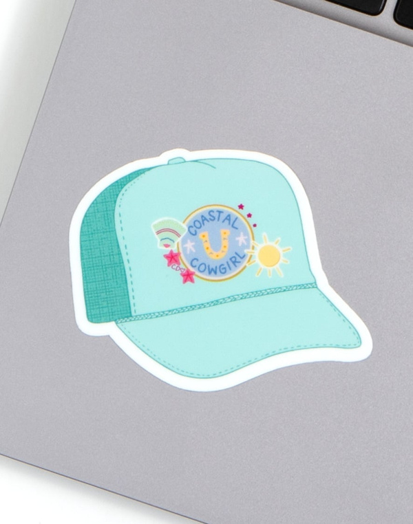 Aqua Trucker Hat Decal Sticker, 1 of 2