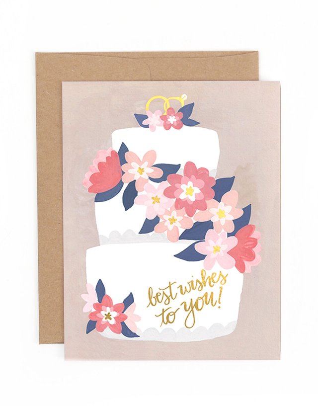 Wedding Cake Best Wishes Foil Greeting Card, 1 of 1