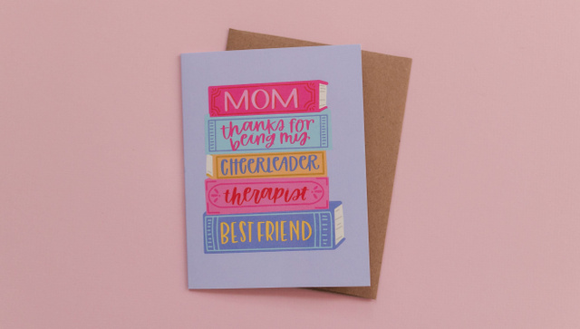 Mom Book Stack Greeting Card Pippi Post