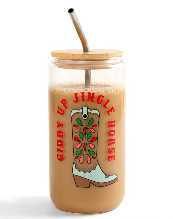Giddy Up Jingle Horse Christmas Western Glass Can, 2 of 3