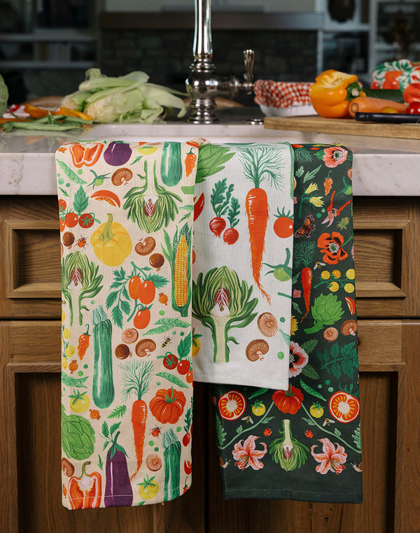 Veggies Folk Floral Tea Towel, 7 of 8