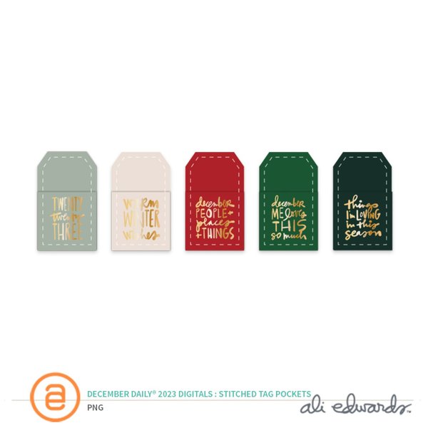 December Daily® 2023 Digital Stitched Tag Shape Pockets, 1 of 1