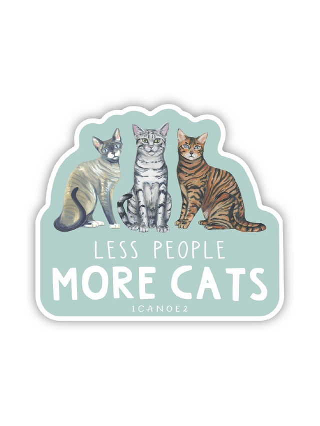 Less People More Cats Decal Sticker, 2 of 3