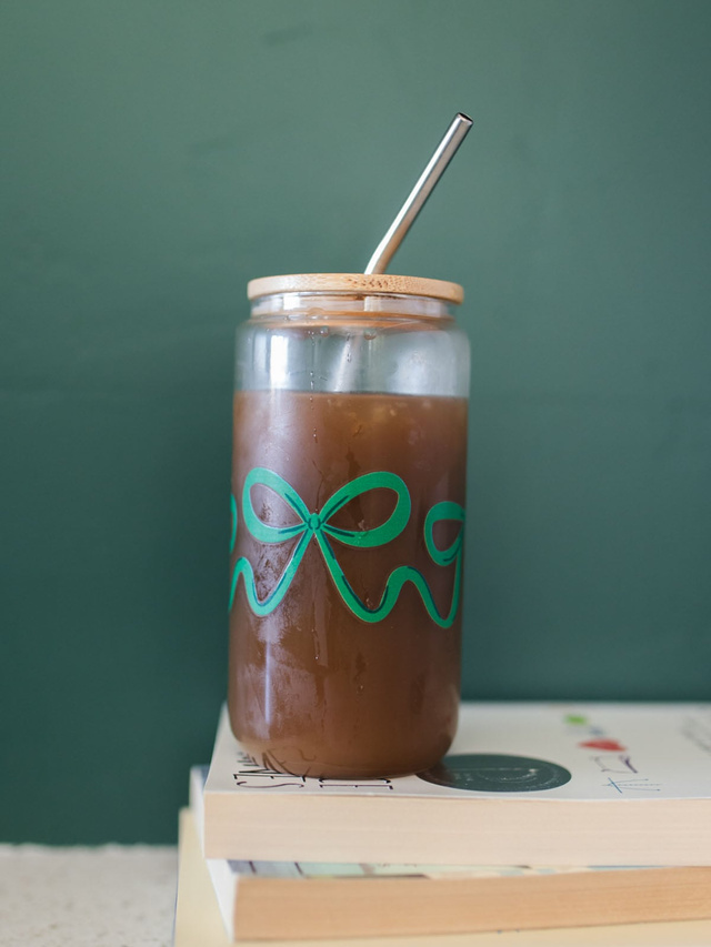 Green Coquette Bows Glass Can, 2 of 4