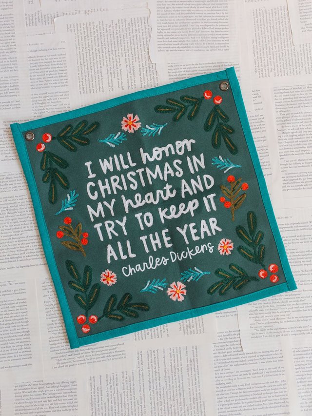 Christmas In My Heart Embroidered Canvas Banner, 1 of 4