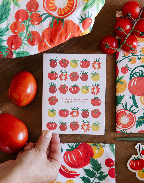 Love You From My Head Tomatoes Greeting Card, 2 of 3