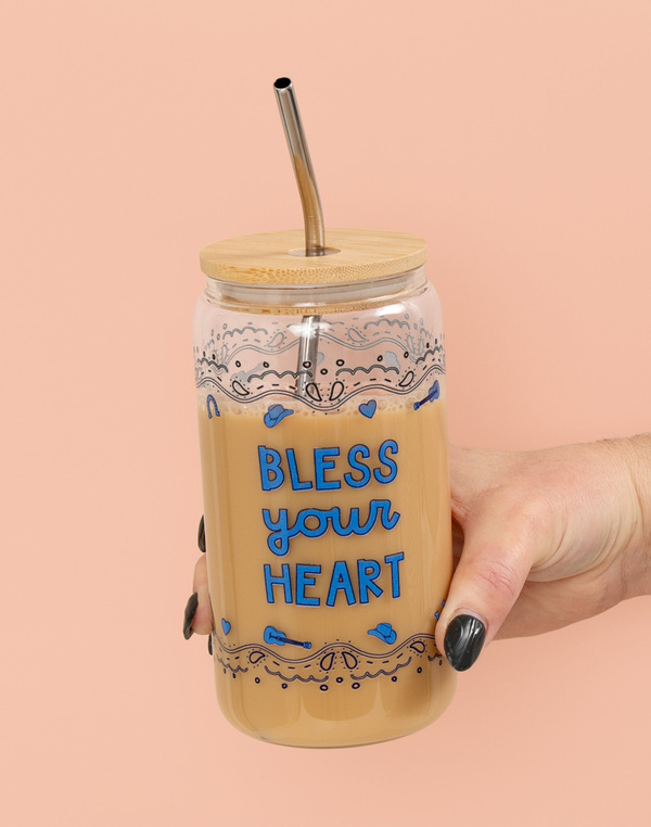 Bless Your Heart Western Glass Can, 1 of 2