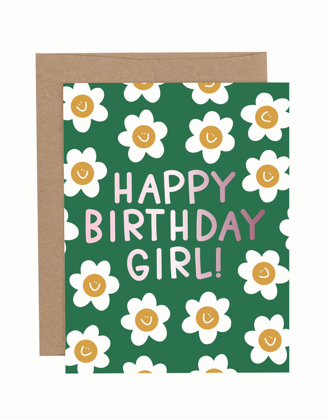 Happy Birthday Girl Floral Greeting Card, 1 of 1