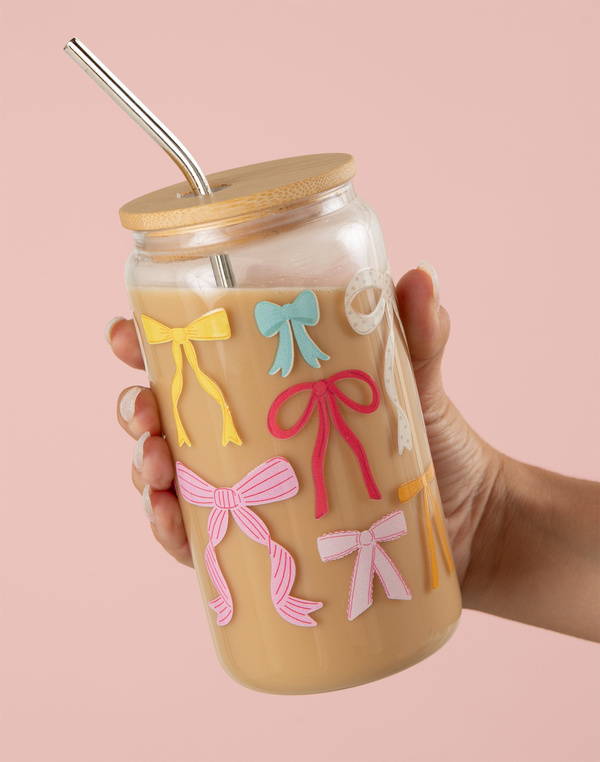 Coquette Bows Glass Can, 1 of 2