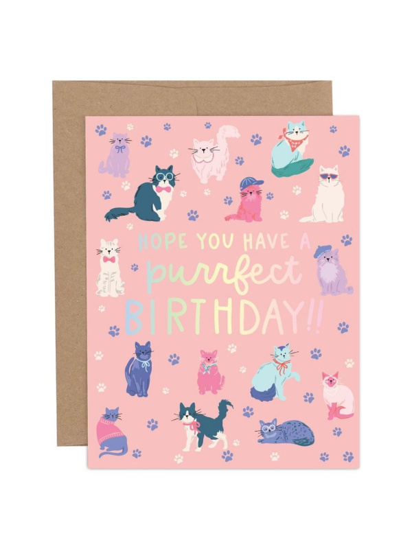 Hope You Have a Purrfect Birthday Cool Cats Greeting Card, 1 of 1