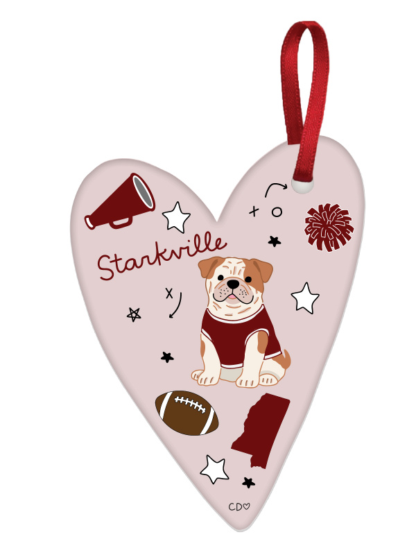 Starkville Football Game Day Ceramic Christmas Ornament, 1 of 2
