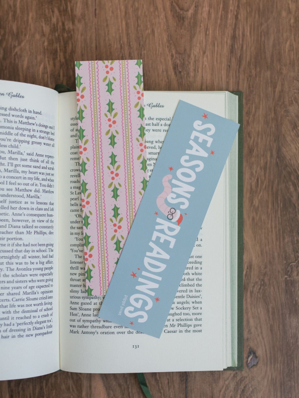 Seasons Readings Bookworm Christmas Bookmark Set, 1 of 2