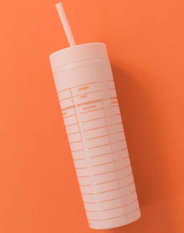 Library Card 16oz Skinny Acrylic Tumbler - Peach, 1 of 3