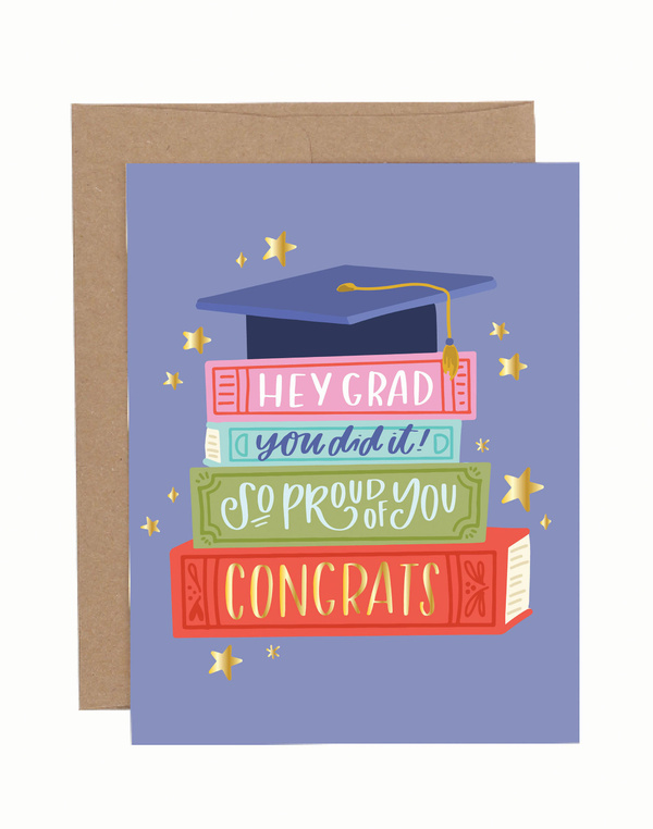 Grad Book Stack Graduation Greeting Card, 1 of 2