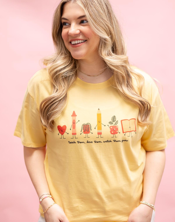 Teach Them, Love Them, Watch Them Grow - Callie Tee - Light Yellow, 1 of 5