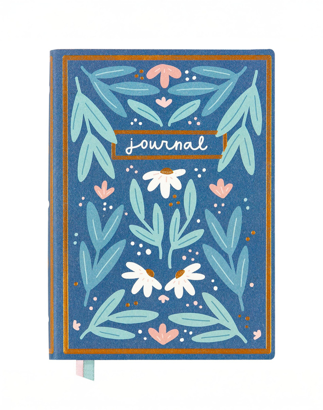 Blue Floral 5×7 Lined Softcover Book Journal, 2 of 4