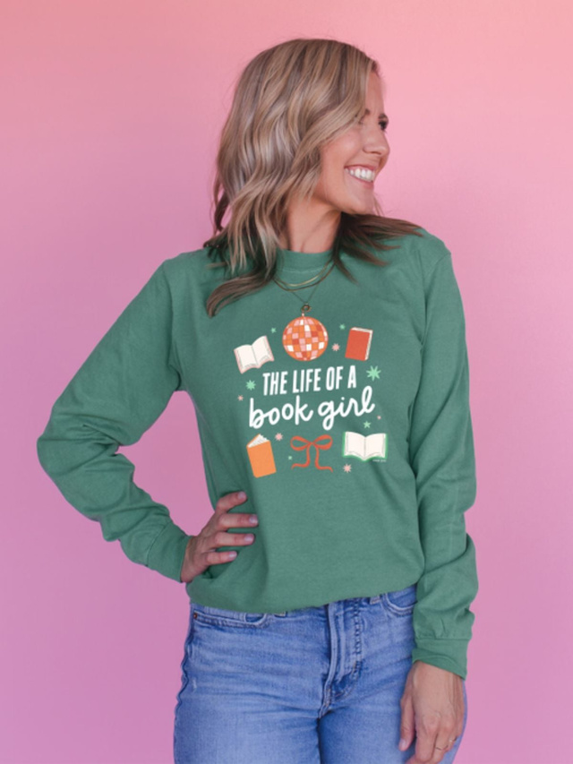 Life of a Book Girl Sweatshirt - Light Green, 1 of 3