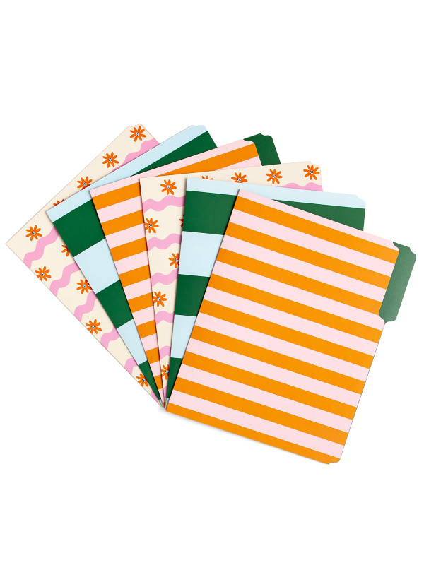 Happy Stripes & Flowers File Folder Set of 6, 1 of 4