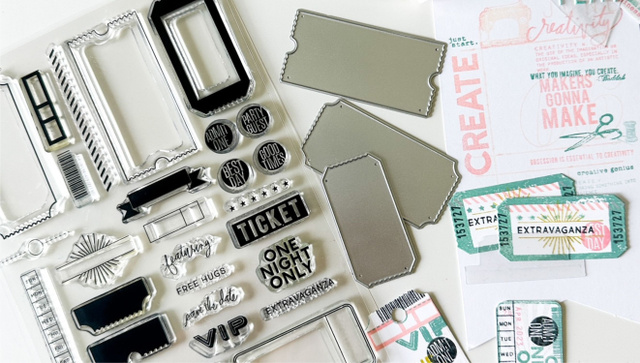 Stamp Set : 6×8 Admit One Ticket Stub - Heidi Swapp Shop