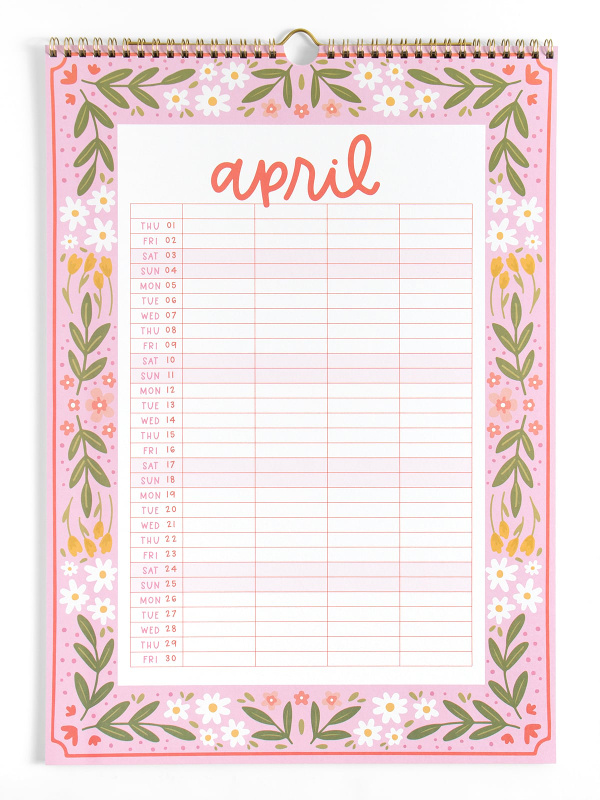 Family Planner 2027 Floral Spiral Hanging Wall Calendar, 10 of 10