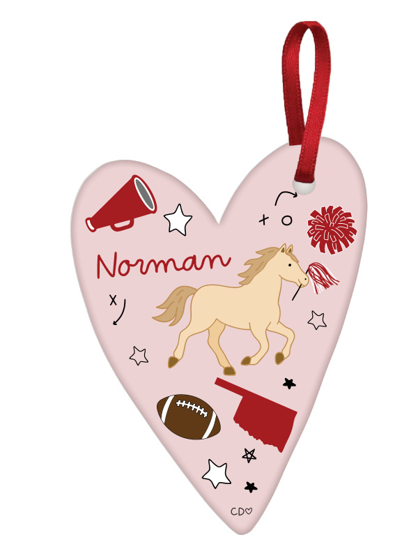 Norman Football Game Day Ceramic Christmas Ornament, 1 of 2