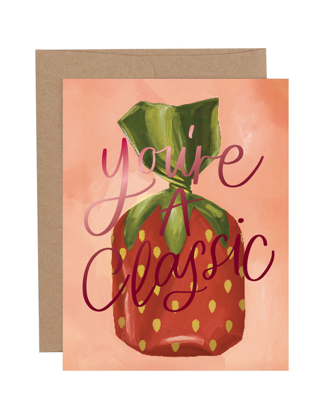 Strawberry Candy Valentine Greeting Card, 1 of 1