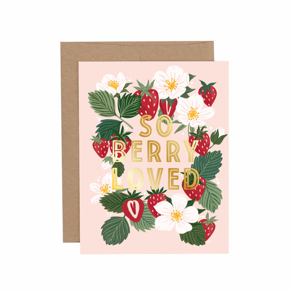 So Berry Loved Strawberry Greeting Card, 1 of 1