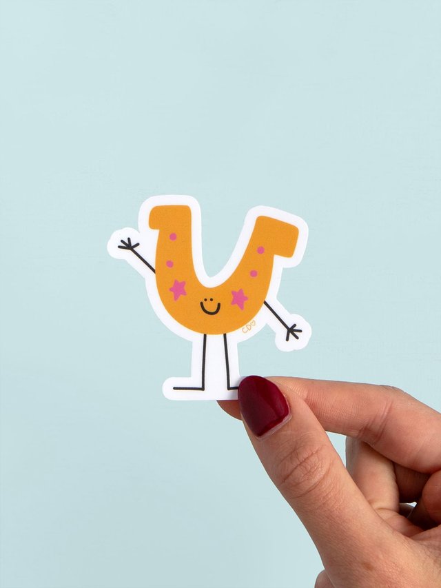 Happy Horseshoe Doodle Friend Decal Sticker, 1 of 2