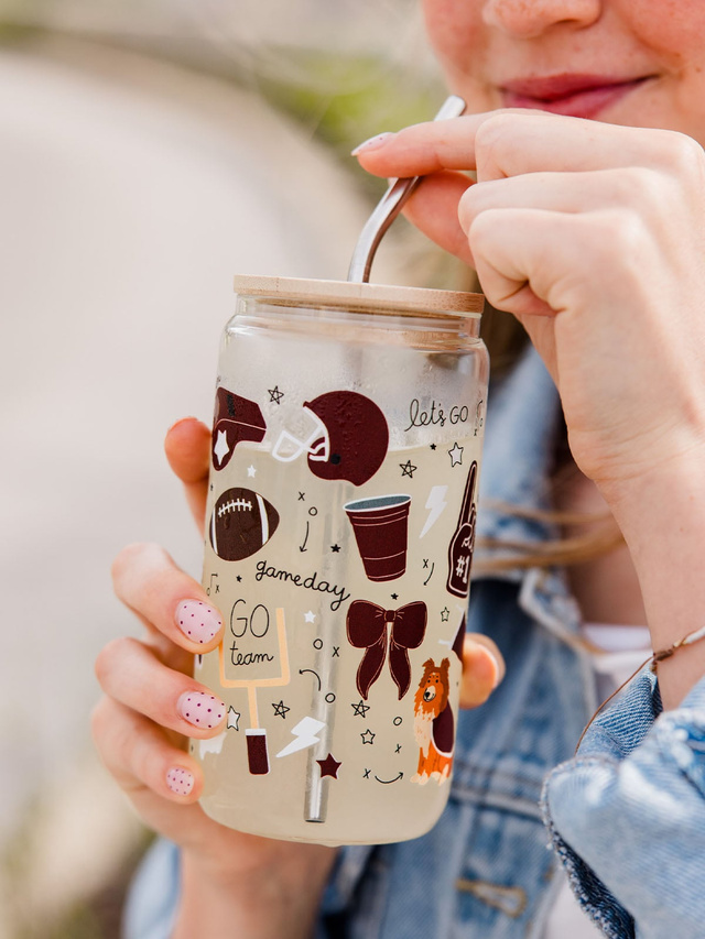 College Station Football Game Day Glass Can, 2 of 4