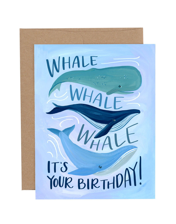 Birthday Whales Greeting Card, 1 of 1