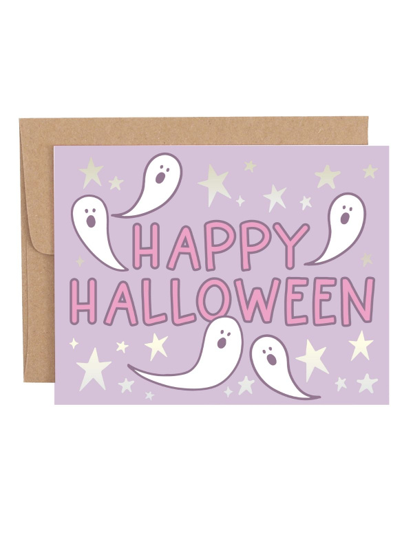 Happy Halloween Ghosts Greeting Card, 1 of 1