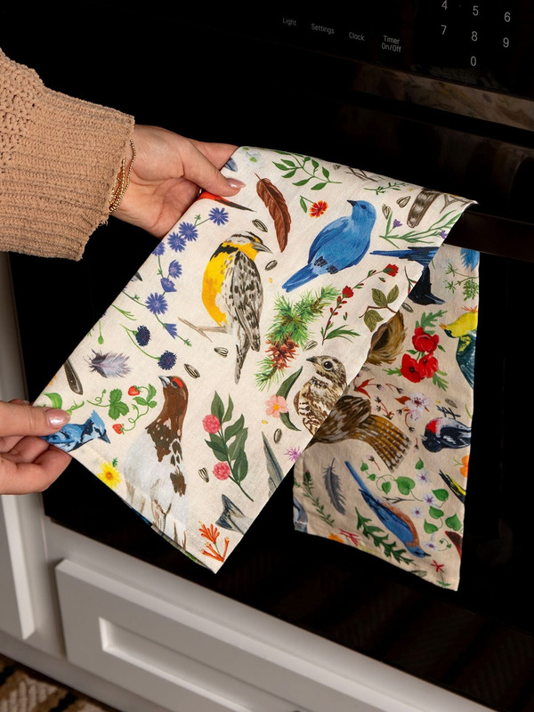 Feathered Friends Birds Kitchen Tea Towel, 1 of 4