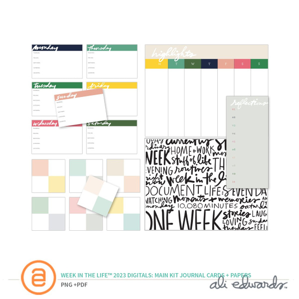 Week In The Life™ 2023 Digital Main Kit Journal Cards + Papers, 1 of 1