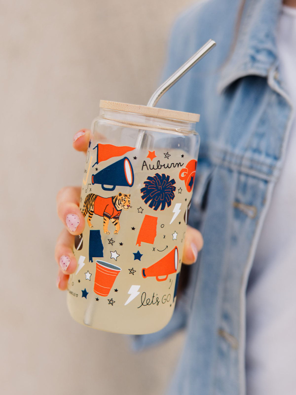 Auburn Football Game Day Glass Can, 1 of 4