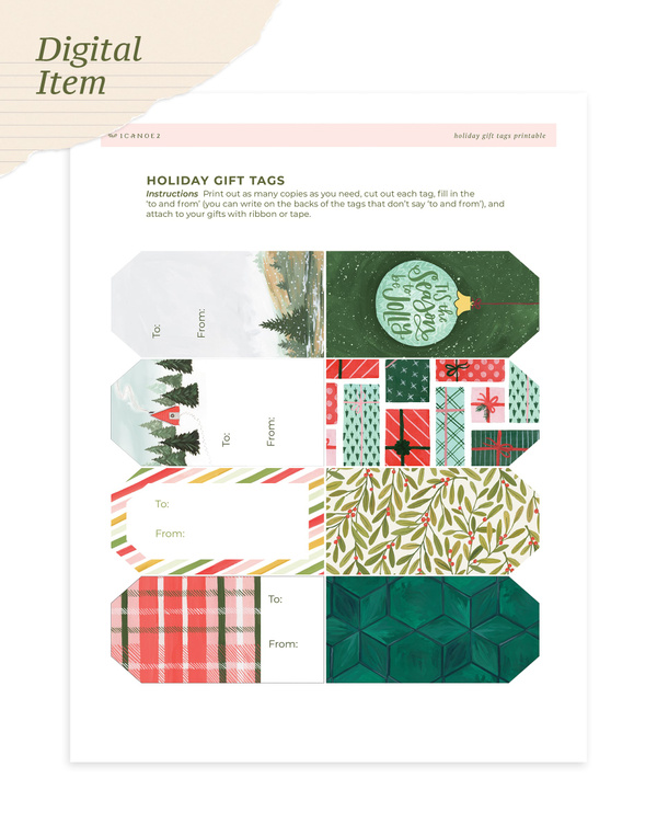 Digital Printable Holiday Gift Tags, 1 of 2