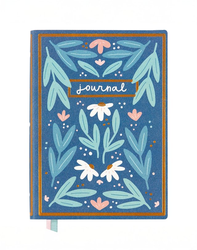 Blue Floral 5×7 Lined Softcover Book Journal, 2 of 4