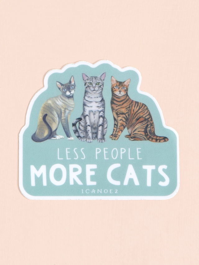 Less People More Cats Decal Sticker, 1 of 3