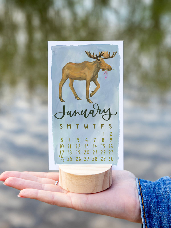 National Park Animals 2027 Mini Desk Calendar + Wooden Block, 6 of 10