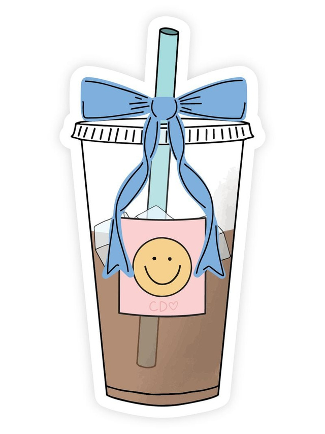 Blue Bow Iced Coffee Decal Sticker, 2 of 2