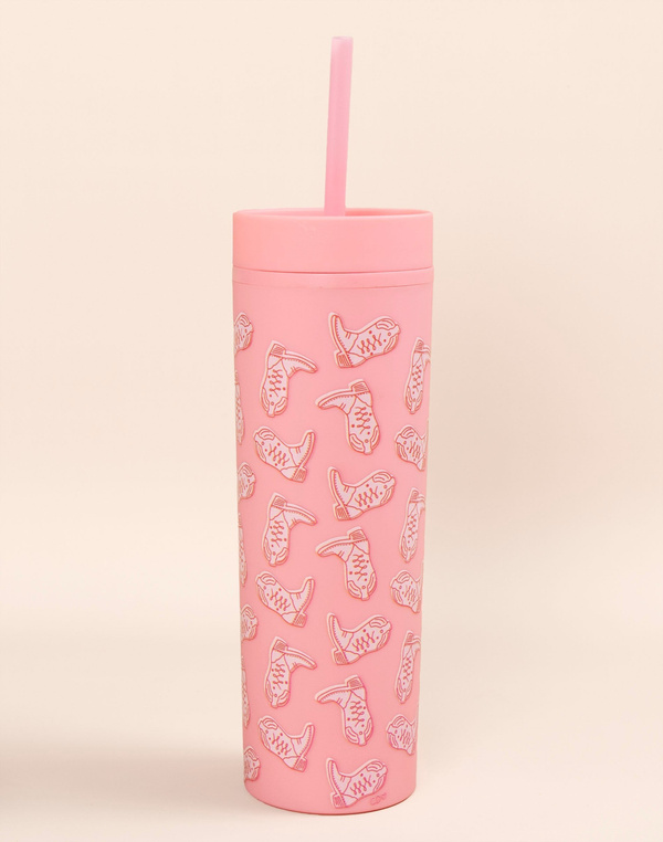 Western Cowgirl Boots Acrylic Tumbler - Pink, 1 of 1
