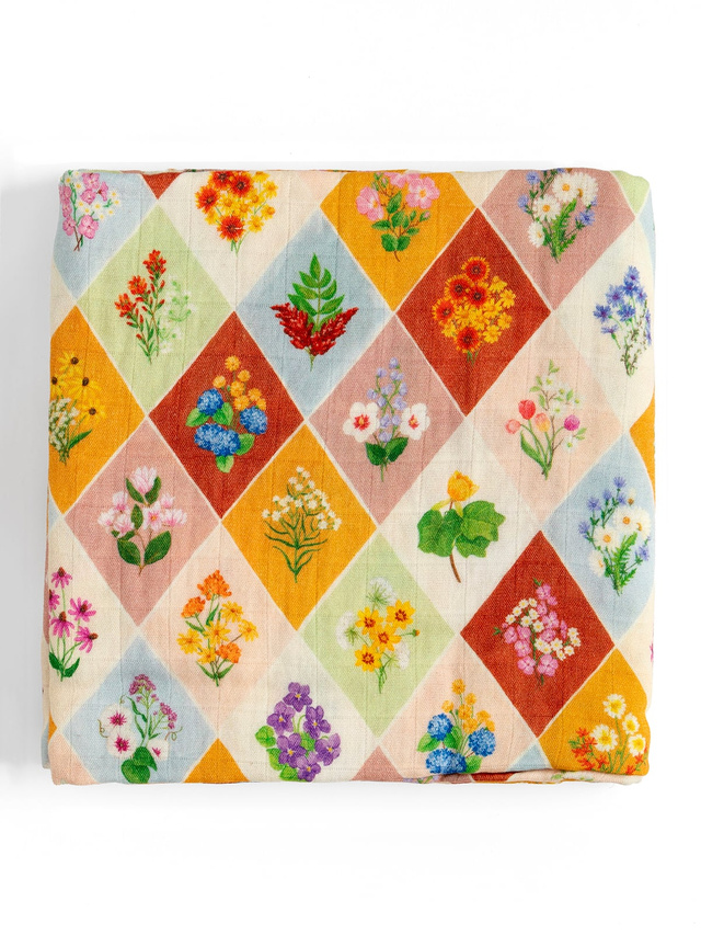 Vintage Blooms Muslin Baby Swaddle Blanket, 1 of 2