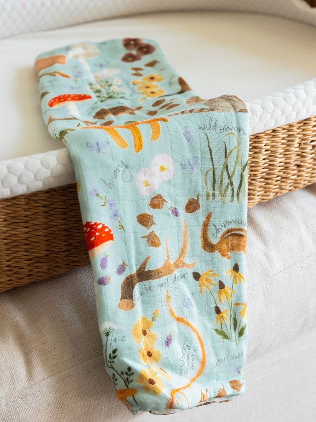 Flora & Fauna Baby Burp Cloths – Muslin Set of 2, 3 of 5