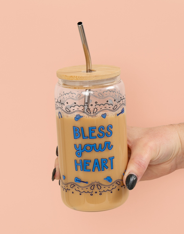 Bless Your Heart Western Glass Can, 1 of 2