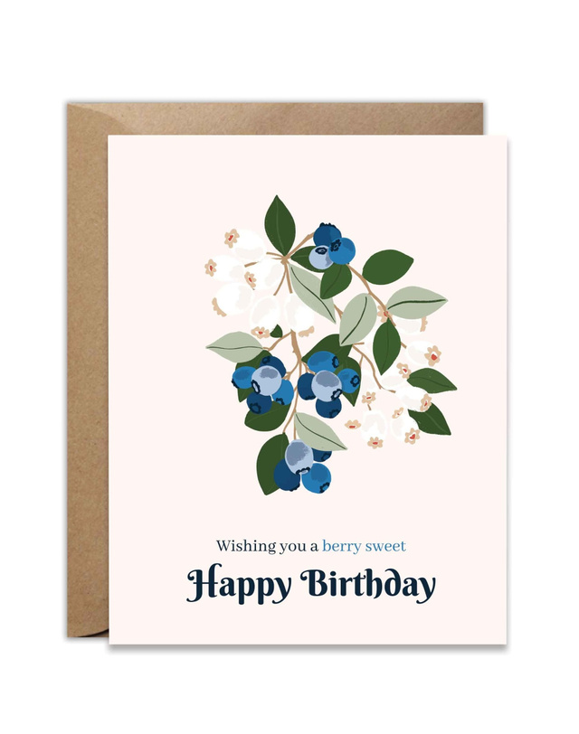 Berry Sweet Birthday Blueberry Greeting Card, 1 of 1