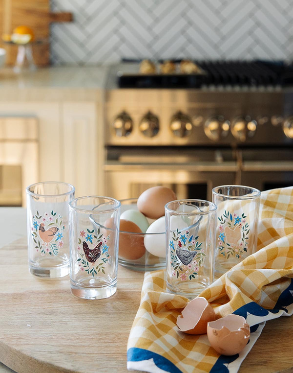 Brahma Chicken Folk Floral Mini Juice Glass, 2 of 3