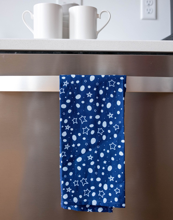 Blue Star Dots Tea Towel, 1 of 2