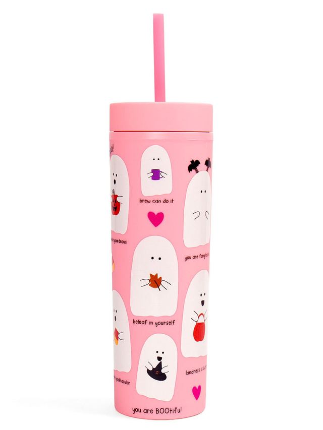Ghosts Affirmations Halloween 16oz Acrylic Tumbler - Pink, 1 of 1