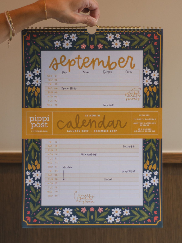 Family Planner 2027 Floral Spiral Hanging Wall Calendar, 1 of 10